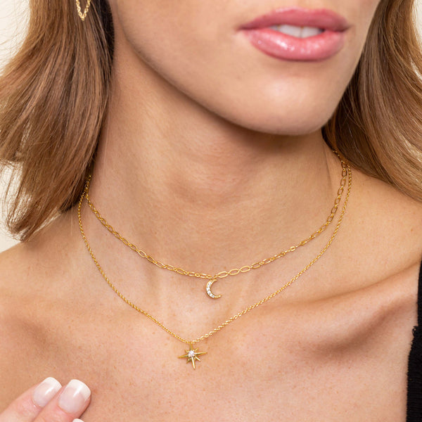 The Boho Star and Moon Double Layer Necklace – The Boho Boutique