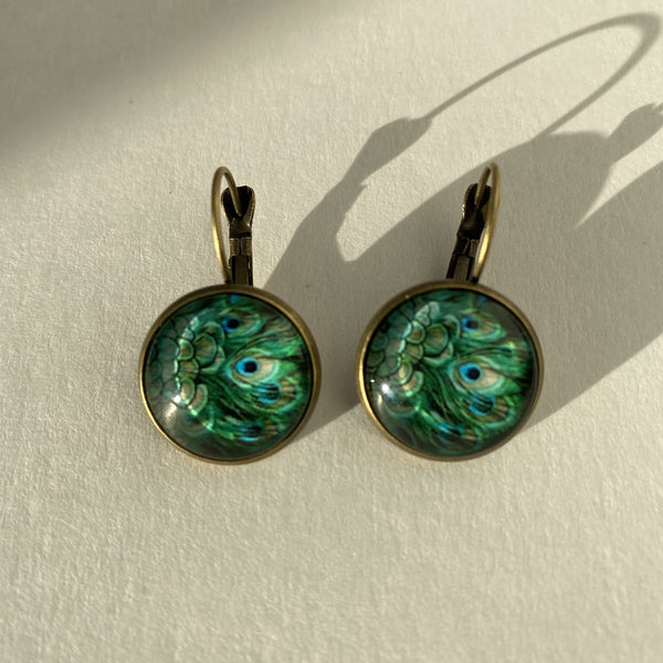 Boho on sale peacock earrings