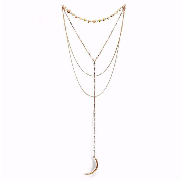 Multilayer Crescent Moon Pendant Necklace
