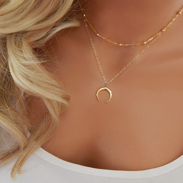 Boho hot sale moon necklace