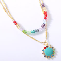 Rainbow and Sun Layered Necklace