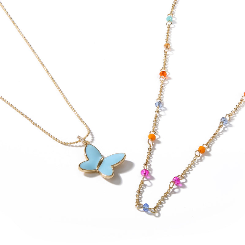 Butterfly and Rainbow Necklace Set