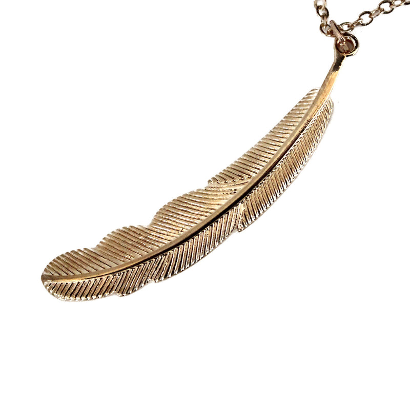 Boho Turquoise Gold Feather Necklace