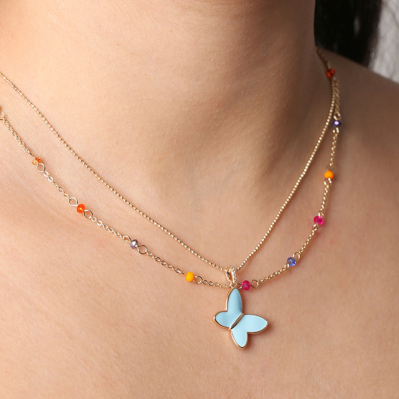 Butterfly and Rainbow Necklace Set