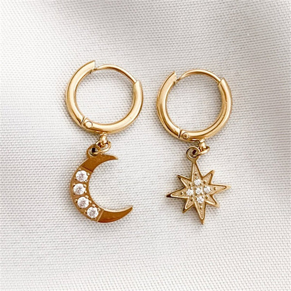 The Boho Star and Moon Earrings