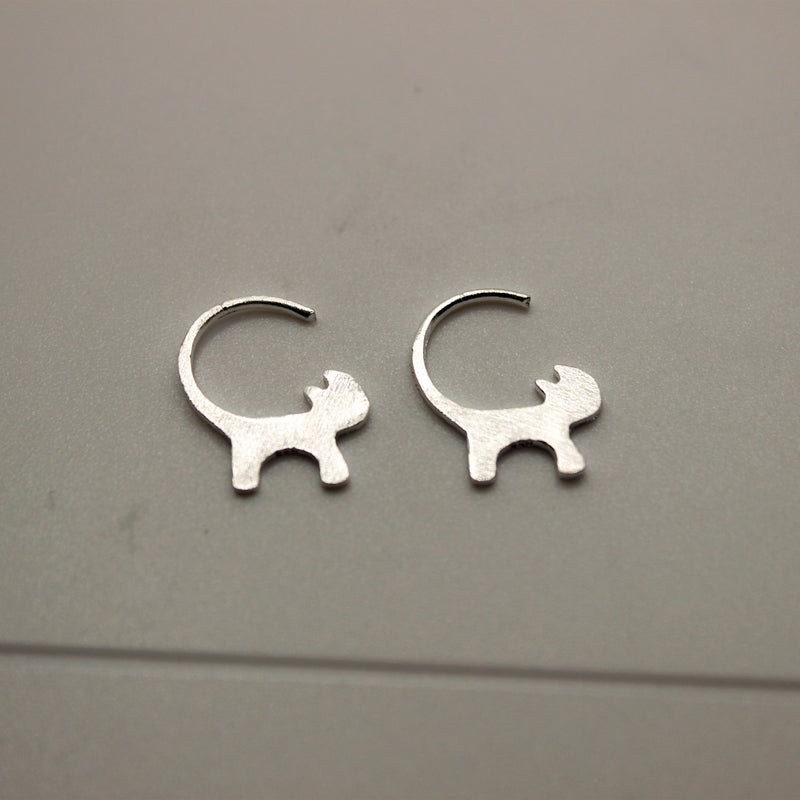 Sterling Silver Kitty Cat Earrings