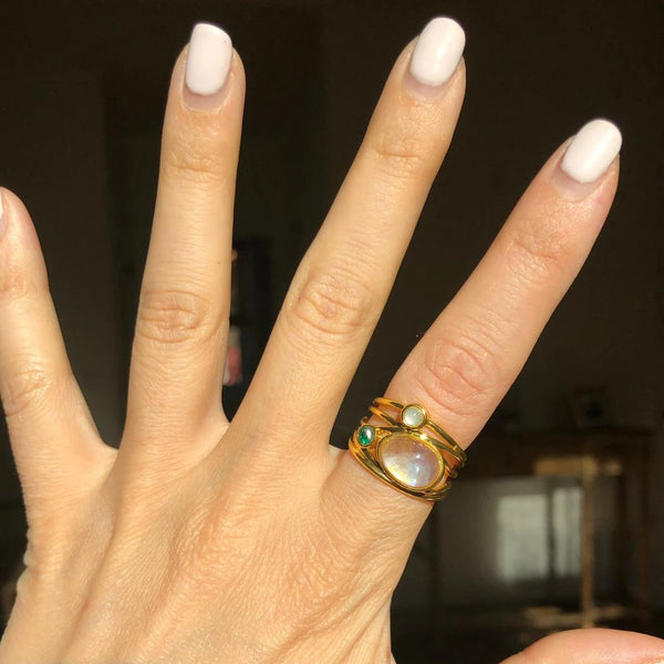 Retro Three Opal Ring