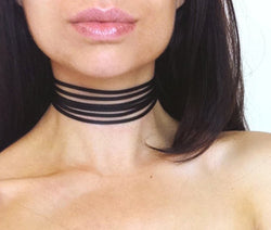 Black Elastic Tattoo Choker Necklace – Haus of Boho