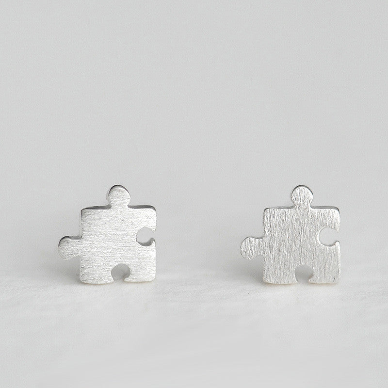Sterling Silver Puzzle Piece Earrings