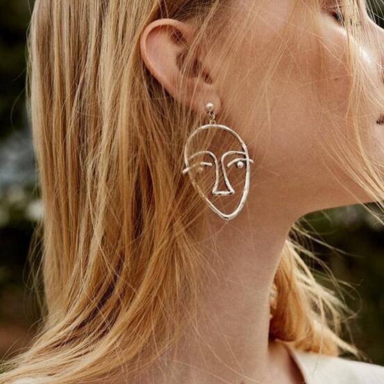 Abstract Hollow Face Earrings