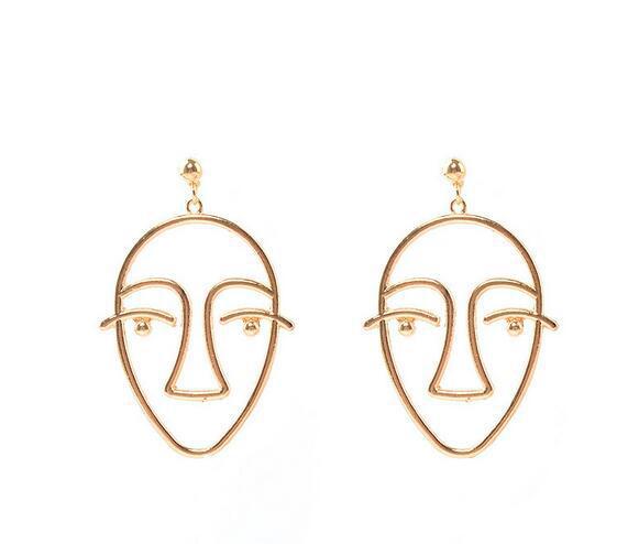Abstract Hollow Face Earrings
