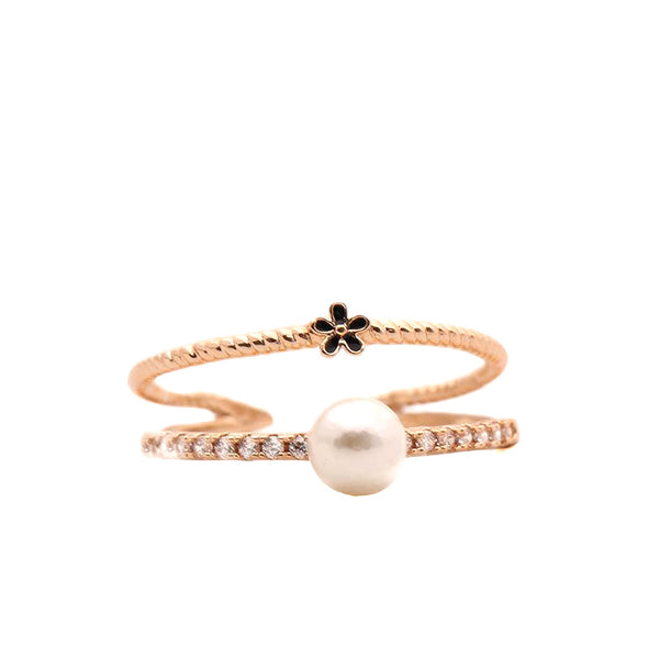 Boho Pearl Flower Ring