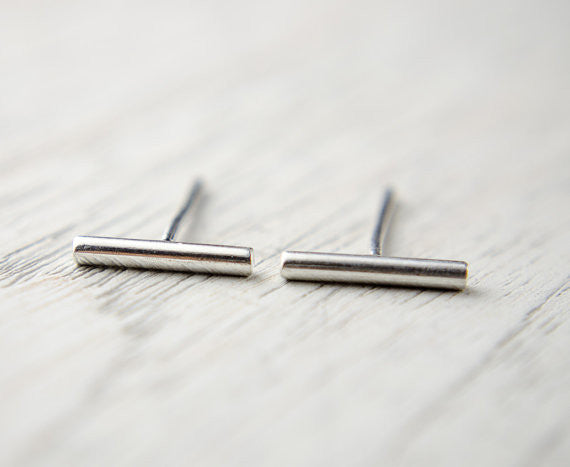Tiny Geometric Bar Stud Earrings